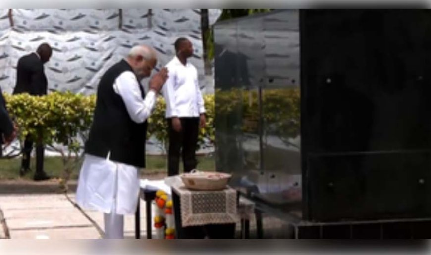 Title: PM Modi Pays Tribute at Indian Arrival Monument in Guyana