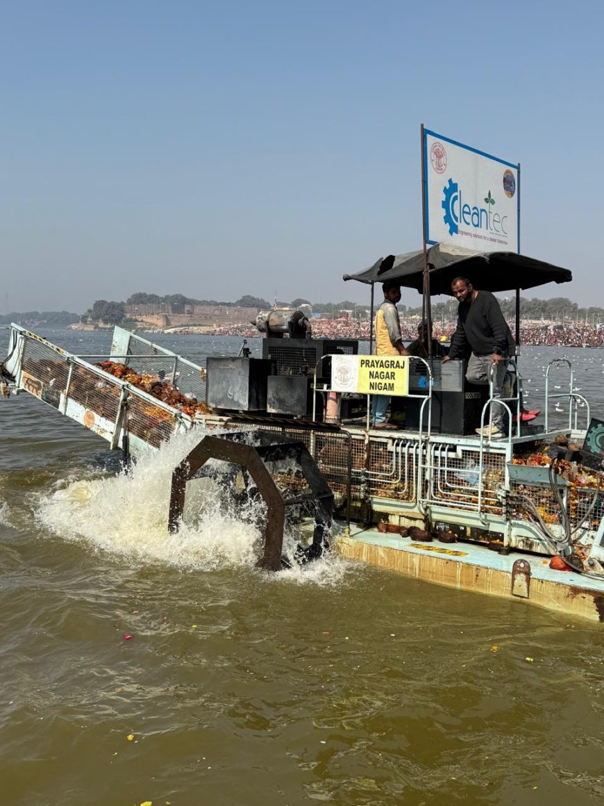 Mahakumbh: Trash Skimmer Removes 15 Tons of Waste Daily from Ganga-Yamuna