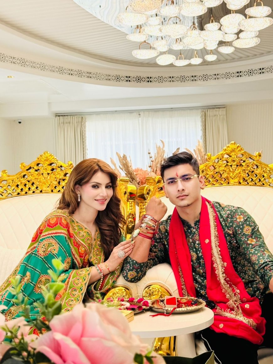 #UrvashiRautela Sets New Rakhi Trend, Ties Real Silver Labubu Rakhi to Brother in a Stunning ₹1.6 Lakh Ensemble