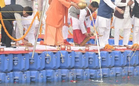 CM Yogi Offers Prayers at Sangam, Reviews Magh Mela Prep