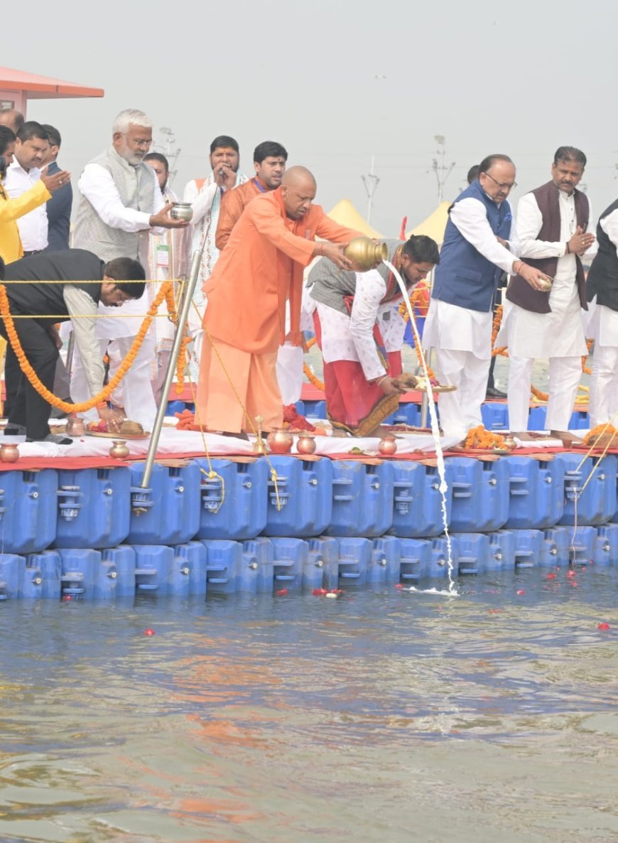 CM Yogi Offers Prayers at Sangam, Reviews Magh Mela Prep