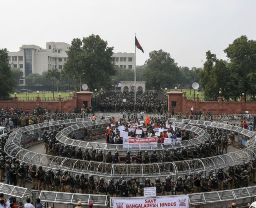 Heavy Security at Bangladesh High Commission Amid Protests