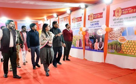 Commissioner Soumya Agarwal Reviews State Exhibition at Magh Mela