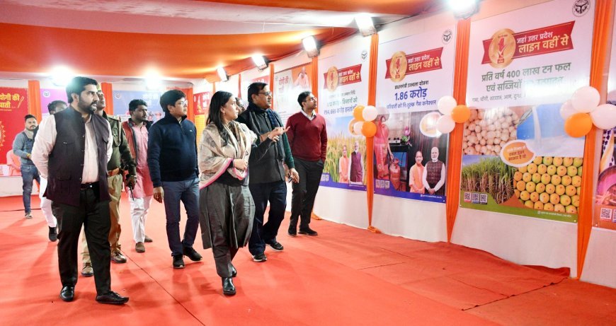 Commissioner Soumya Agarwal Reviews State Exhibition at Magh Mela