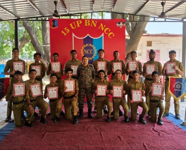 199 Cadets of 15 UP Battalion NCC Prayagraj Secure Prestigious ‘A’ Certificate