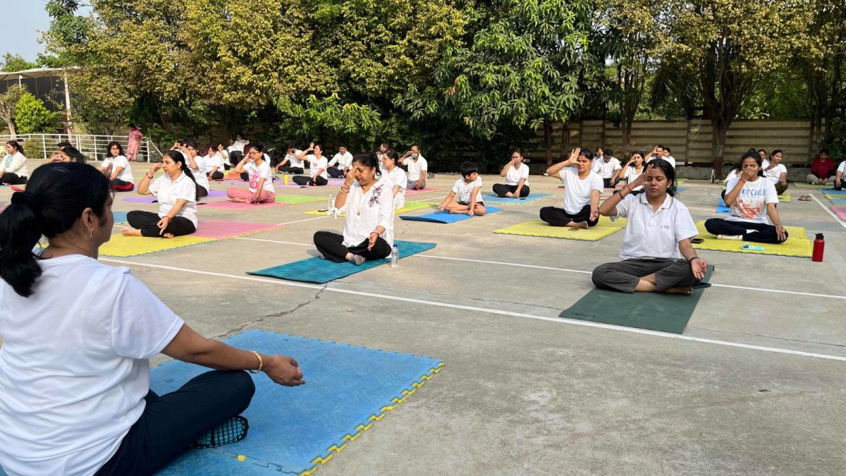 International Yoga Day Celebrated at Seth M.R. Jaipuria School, Goyal Campus