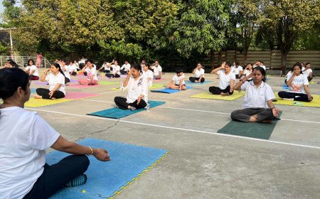 International Yoga Day Celebrated at Seth M.R. Jaipuria School, Goyal Campus