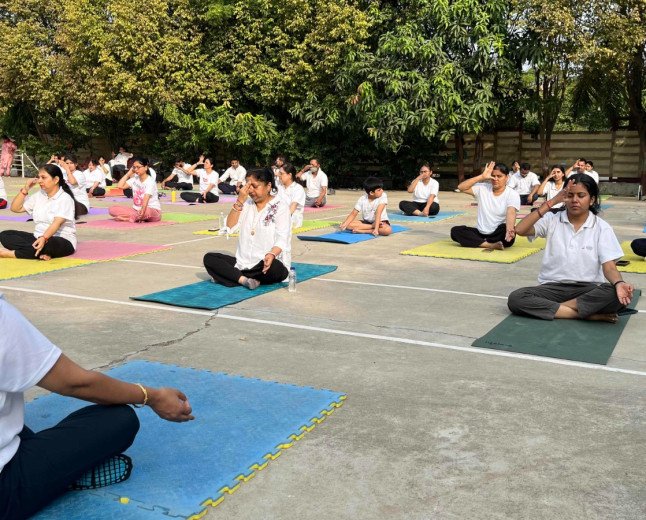 International Yoga Day Celebrated at Seth M.R. Jaipuria School, Goyal Campus