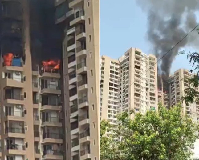 Noida High Rise Fire CM Yogi Adityanath Orders Rescue After AC Blastv             