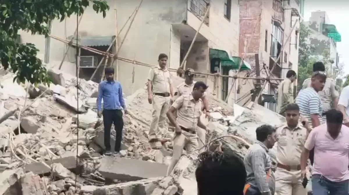 One killed four feared trapped as under construction building collapses in Rohini