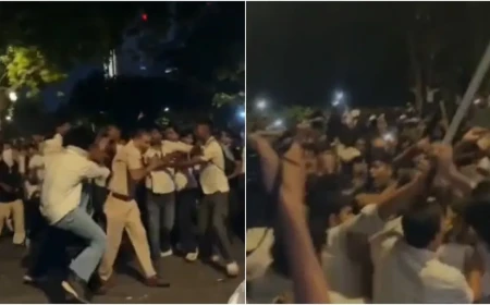 Fresh Video Surfaces Showing Delhi Police Officer Chased And Assaulted By Aggressive Street Protesters