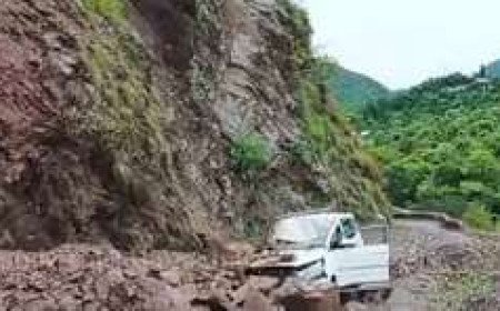 Two Injured After Boulders And Landslide Debris Crush Car Near Kunihar