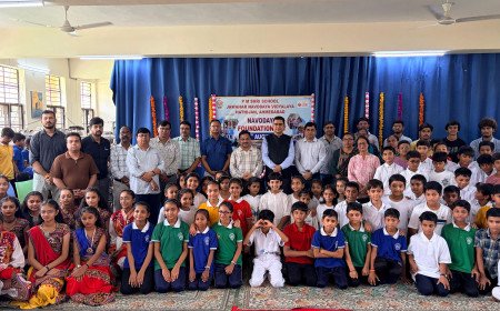 PM SHRI JNV Ahmedabad Celebrates Navodaya Foundation Day with Postmaster General Krishna Kumar Yadav
