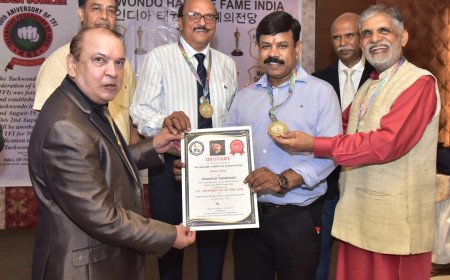 Civil Defense Officer Manoj Verma Honoured with Prestigious Taekwondo Hall of Fame India Award