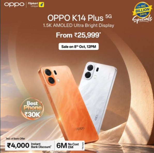 OPPO K14 Plus Launched in India With 8000mAh Six-Year Battery