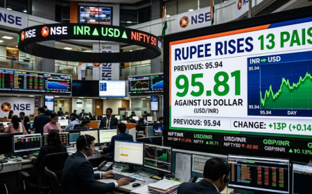 Rupee Rises 13 Paise to 95.81 Against US Dollar