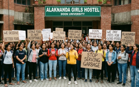 Doon University Alaknanda Girls Hostel Students Protest Over Poor Mess Food