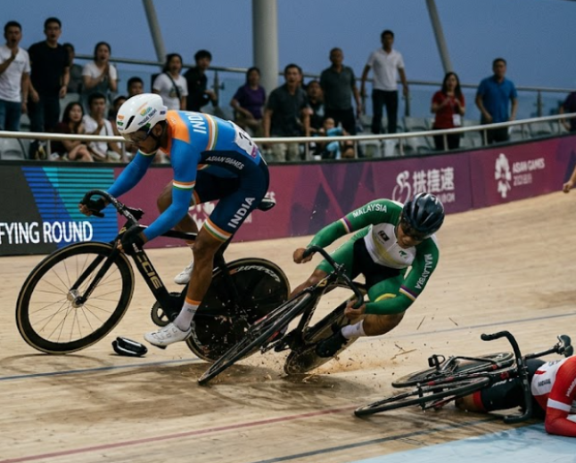 Asian Games 2026: Indian Cyclists Crash Out of Sprint