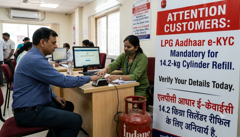 LPG Aadhaar e-KYC Mandatory for 14.2-kg Cylinder Refill