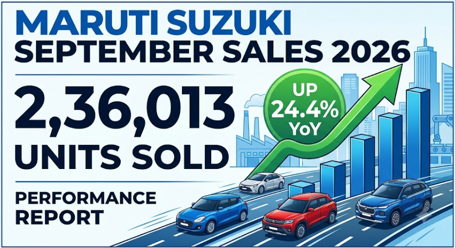Maruti Suzuki September Sales 2026: 2,36,013 Units Sold, Up 24.4% YoY