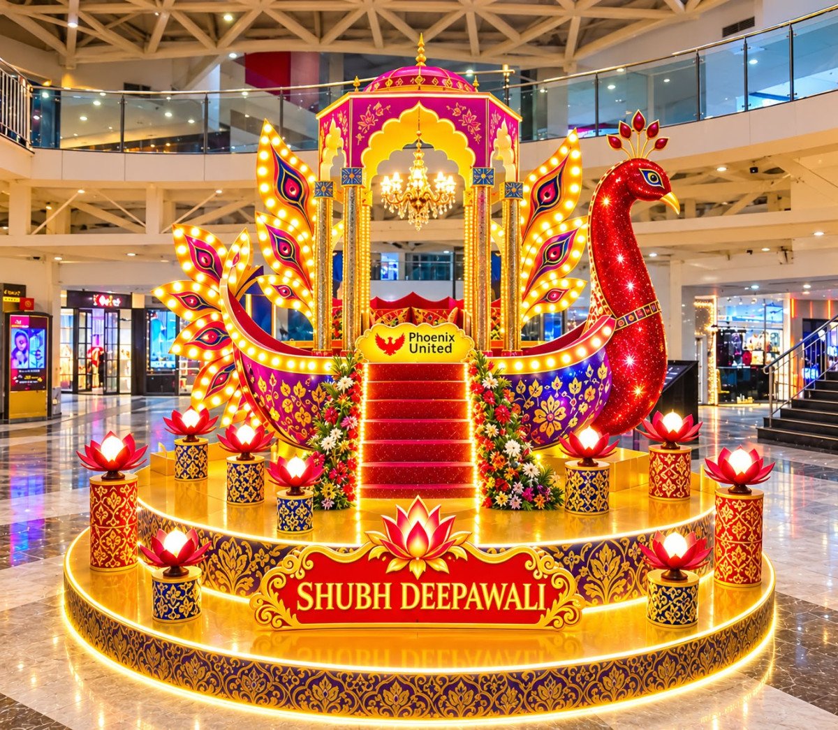 Golden Pushpak Viman Installation Brings Ramayana Magic to Phoenix United Bareilly