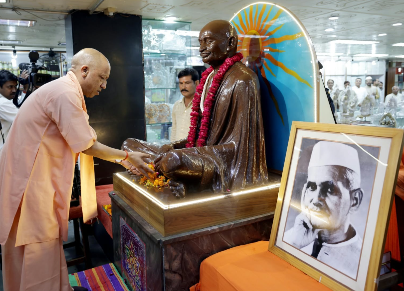 Yogi Adityanath Spins Charkha, Buys Khadi on Gandhi Jayanti