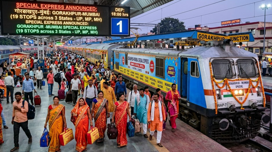 Gorakhpur-Mumbai Special Express Announced: 19 Stops Across 3 States for Kumbh and Festival Travel