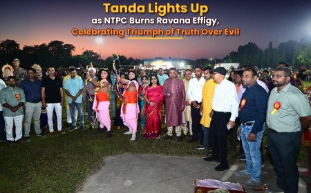 Tanda Lights Up as NTPC Burns Ravana Effigy, Celebrating Triumph of Truth Over Evil