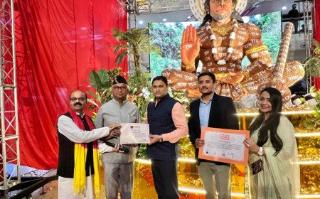 Majestic 24-Foot Hanuman Idol Crafted from 50,000 Inscribed Stones Unveiled in Lucknow