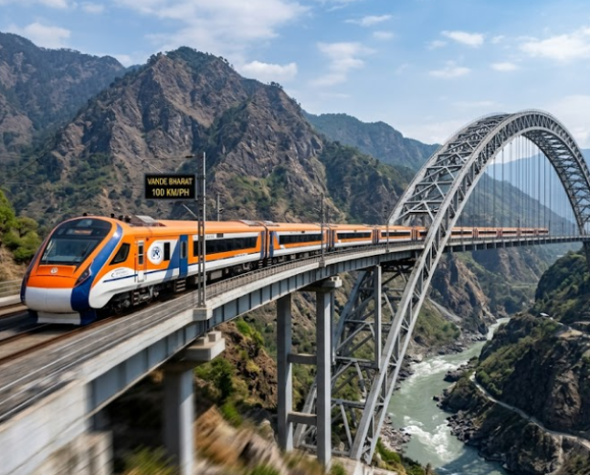 Vande Bharat Hits 100 Kmph on Chenab, Anji Bridges