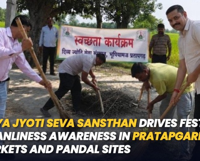 Divya Jyoti Seva Sansthan Drives Festive Cleanliness Awareness in Pratapgarh Markets and Pandal Sites